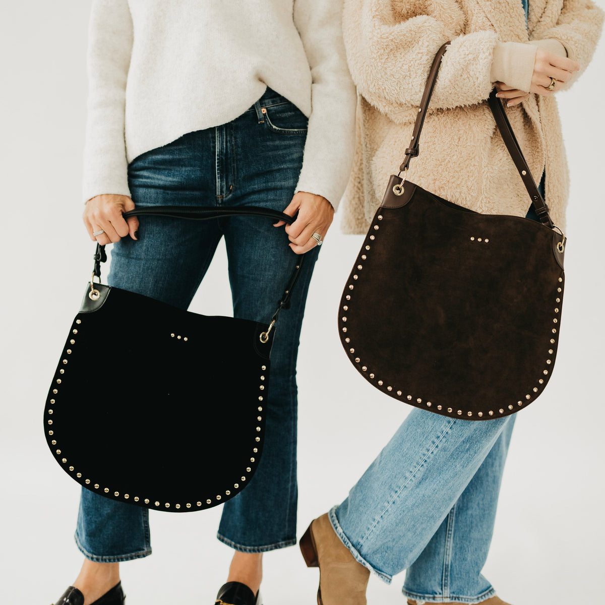 Rosalie Rivet Suede Hobo Bag