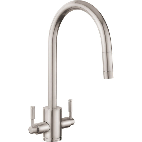 Rangemaster Aquatrend Dual Lever Built In Kitchen Tap - Brushed Steel