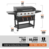 Blackstone 36in Griddle Plus with Air Fryer 4 Burner Gas Barbecue - Black