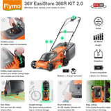 Flymo 36V EasiStore 380R KIT 2.0 Cordless Lawn Mower - Orange