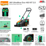 Flymo 36V UltraMow Duo 460 KIT 2.5 Cordless Lawn Mower - Orange