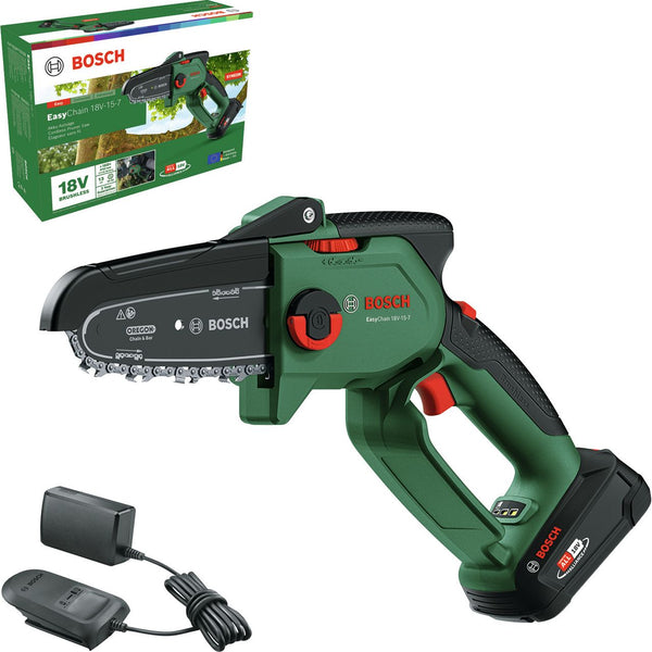 Bosch EasyChain 18V-15-7 (1x2.5Ah) Cordless Chainsaw - Green