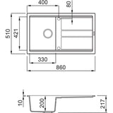 Rangemaster Topaz 1 Bowl Inset Kitchen Sink - Arctic White