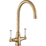Rangemaster Aquaclassic Dual Lever Built In Kitchen Tap - Antique Brass