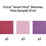 Cricut Vinyl Shimmer Matless Permanent Vinyl, Pixie Sampler – 13 in x 12 in (3 ct) - Pink / Lavender / Raspberry