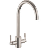 Rangemaster Aquatrend Dual Lever Built In Kitchen Tap - Brushed Steel