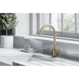 Rangemaster Aquatrend Dual Lever Built In Kitchen Tap - Brushed Brass