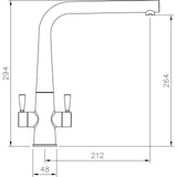 Rangemaster Conical Dual Lever Built In Kitchen Tap - Matt Black