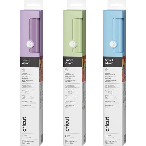 Cricut Smart Vinyl Matless Permanent Vinyl (13 in x 36 in) - Powder Blu / Lilac / Honeydew