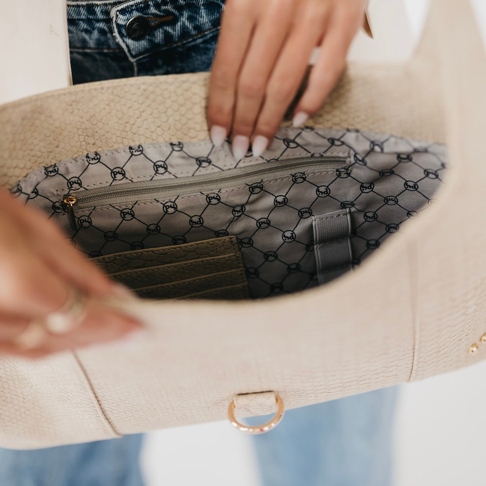 Amie Snake Embossed Shoulder Bag