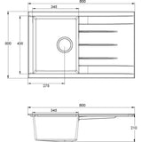 Rocklite Bredon 1 Bowl Inset Kitchen Sink - White