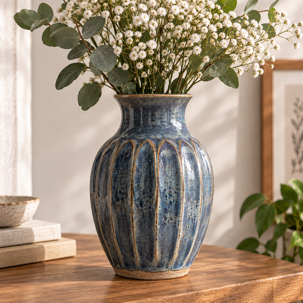 Dusky Blue Ceramic Vase