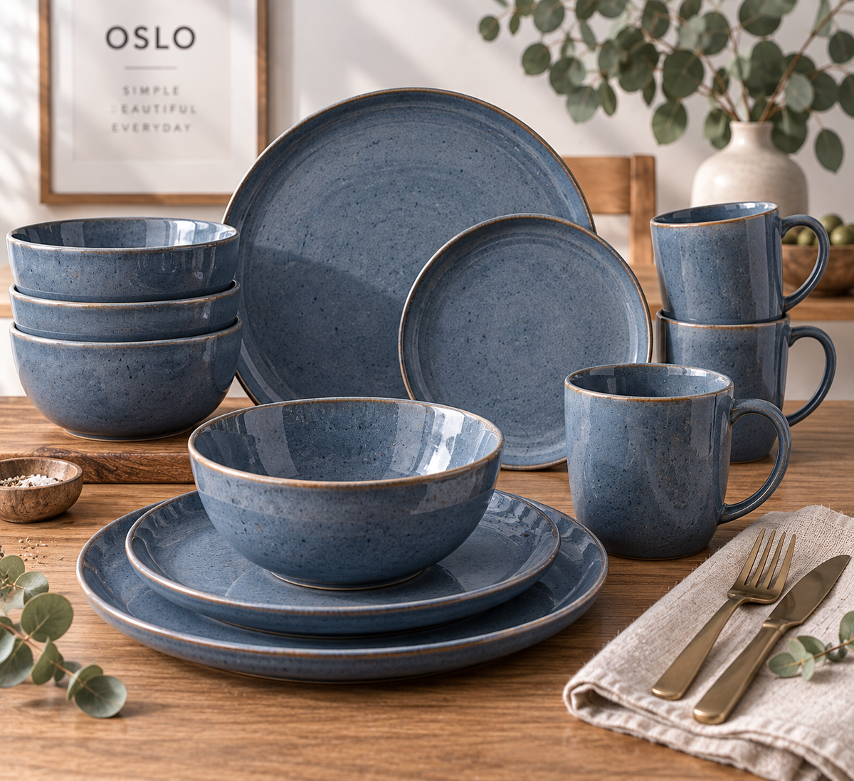 Blue Ceramic Dinnerware Set
