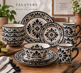 Black & Ivory Patterned Dinnerware Set