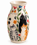 Decorative Cat Motif Ceramic Vase