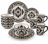 Black & Ivory Patterned Dinnerware Set