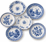 Blue & White Mismatched Plates