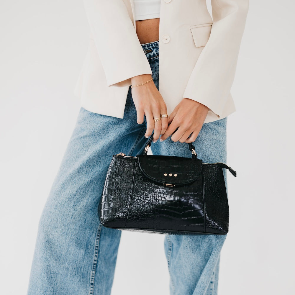 Elena Croc Embossed Crossbody