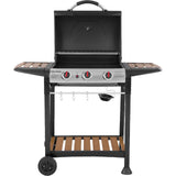 George Foreman GFGBBQ3BW 3 Burner Gas Barbecue - Black / Wood
