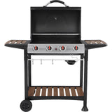 George Foreman GFGBBQ4BW 4 Burner Gas Barbecue - Black / Wood