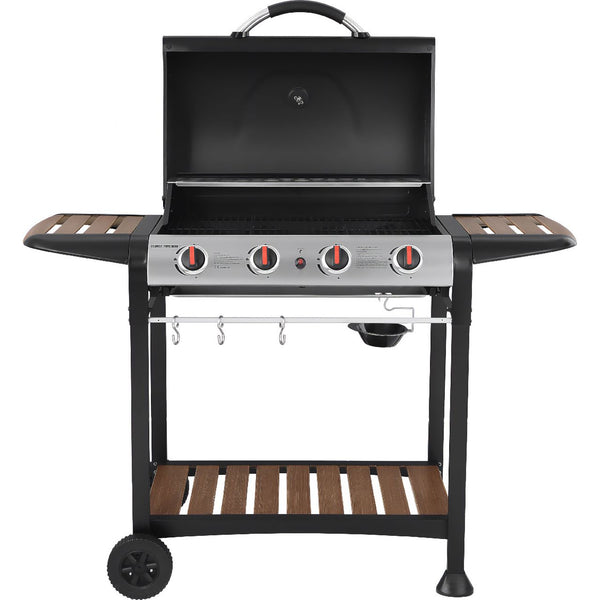 George Foreman GFGBBQ4BW 4 Burner Gas Barbecue - Black / Wood