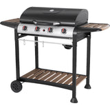 George Foreman GFGBBQ4BW 4 Burner Gas Barbecue - Black / Wood
