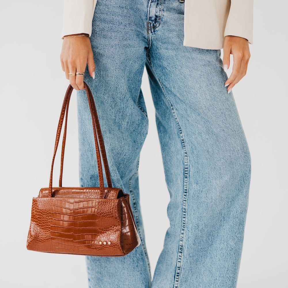 Kris Croc Embossed Shoulder Bag