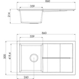Rocklite Milton 1 Bowl Inset Kitchen Sink - White