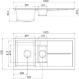 Rocklite Milton 1.5 Bowl Inset Kitchen Sink - Grey