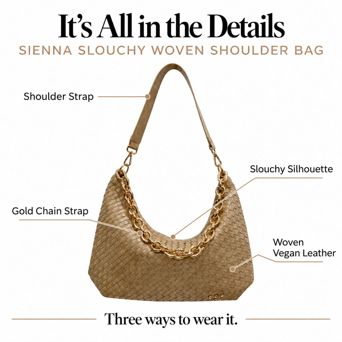 Sienna Slouchy Woven Shoulder Bag - NEW COLORS!