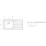 Rangemaster Oakland 1 Bowl Inset Kitchen Sink - Stainless Steel