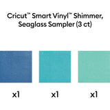 Cricut Smart Vinyl Shimmer Matless Permanent Vinyl, Seaglass Sampler - 13 in x 12 in (3 ct) - Mint / Aqua / Blue