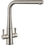 Rangemaster Conical Dual Lever Built In Kitchen Tap - Brushed Steel