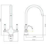 Rangemaster Aquaclassic Dual Lever Built In Kitchen Tap - Chrome