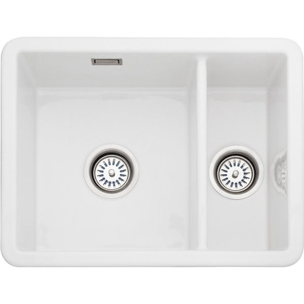 Rangemaster Rustique 1.5 Bowl Undermount Kitchen Sink - White