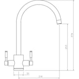 Rangemaster Aquatrend Dual Lever Built In Kitchen Tap - Matte Black