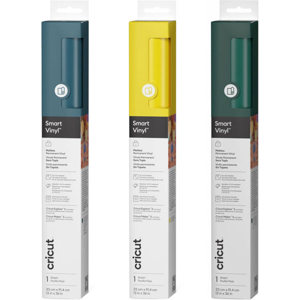 Cricut Smart Vinyl Matless Permanent Vinyl (13 in x 36 in) - Forest Green / Yellow / Deep Seafoam