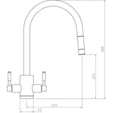 Rangemaster Aquatrend Dual Lever Built In Kitchen Tap - Brushed Steel