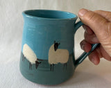 Turquoise Ceramic Sheep Motif Mug