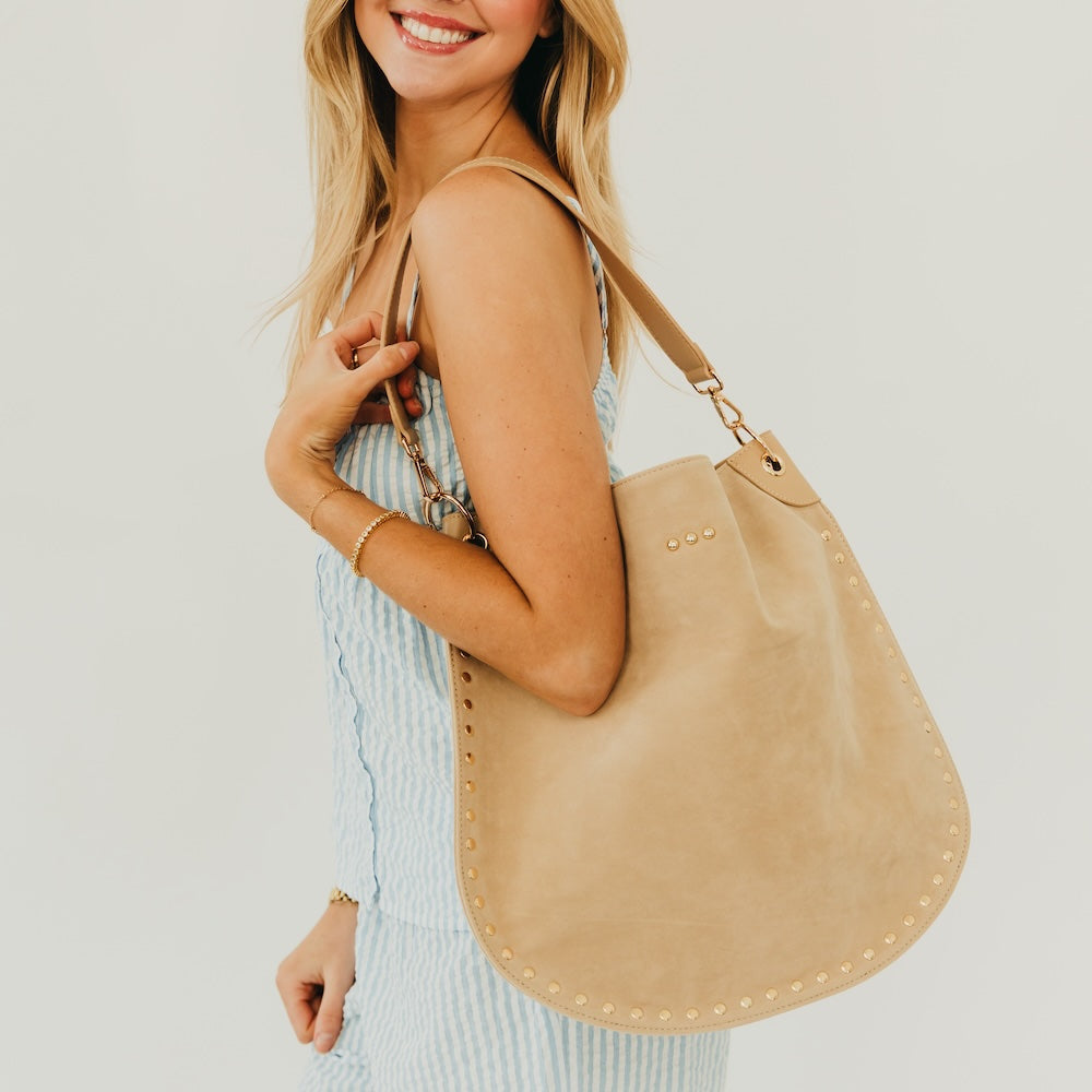 OG Rosalie Rivet Suede Hobo Bag - Original Strap