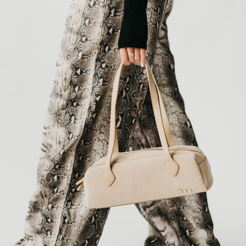 Sally Suede Barrel Shoulder Bag