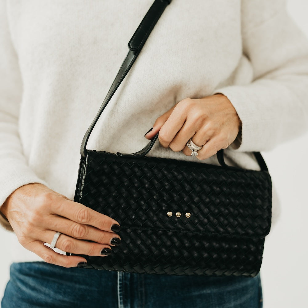 Urban Foldover Woven Clutch Crossbody